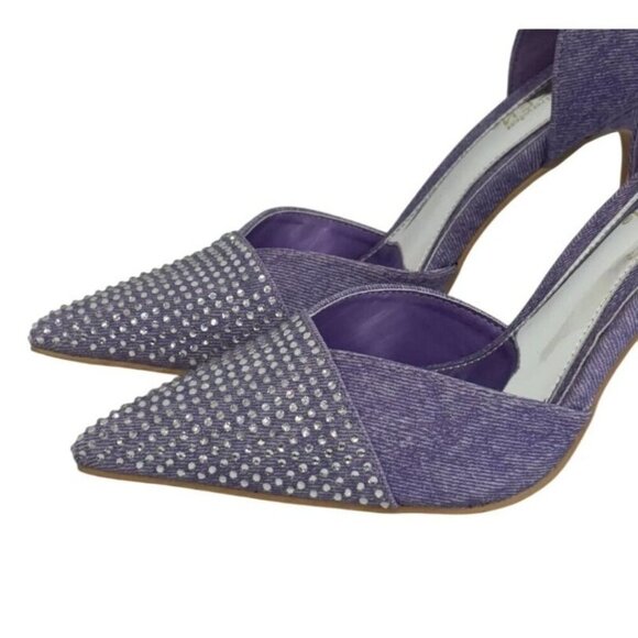 KAYLEEN / Net-26 / Purple / Rhinestone / Pointed-Toe High Heels / Elegant Formal - Picture 2 of 7